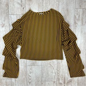 ZARA S stripe orange black long sleeve top